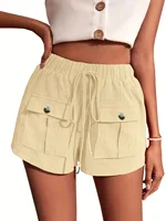 Women's oversized woven solid color summer shorts - Image 3