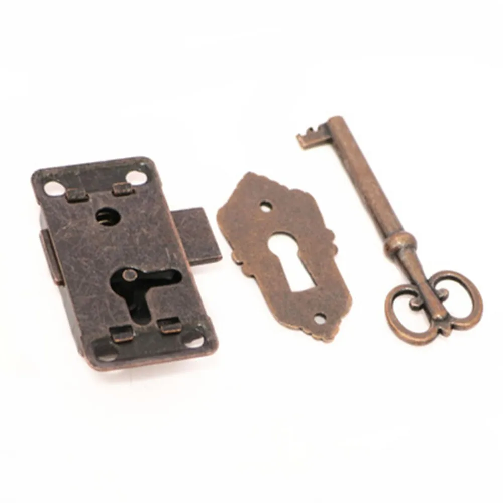 1Pc antique door lock wardrobe cabinet door lock set key drawer jewelry box locks furniture hardware household DIY decoration door lock