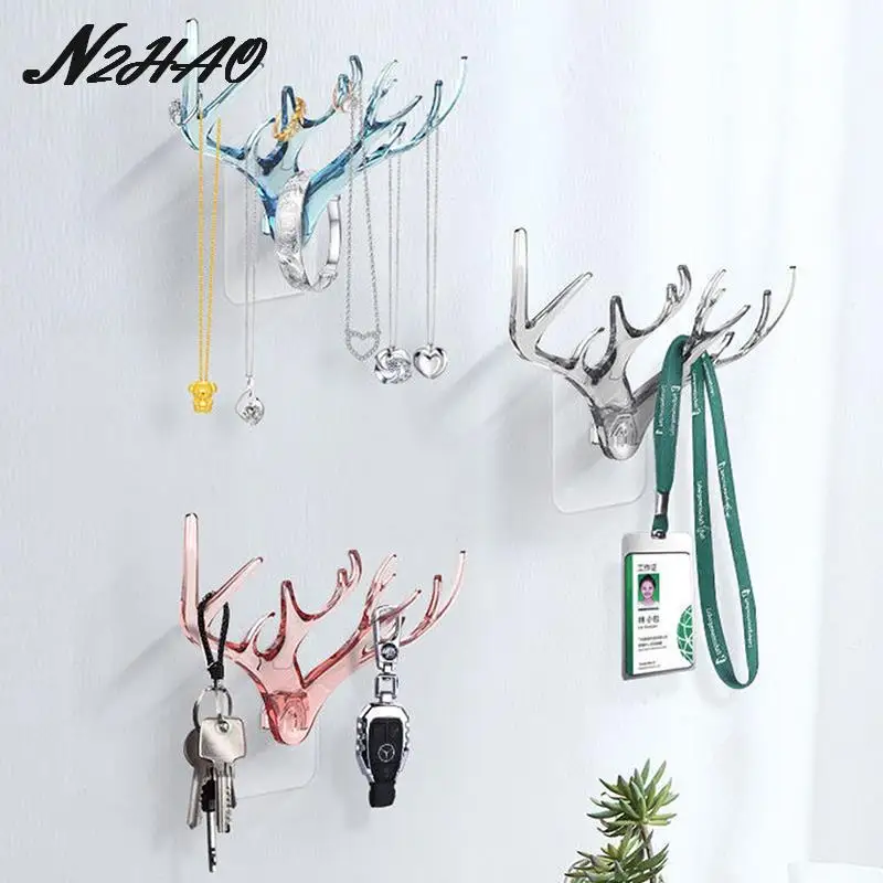 1Pc Creativo Vintage Cervo Corna Appendiabiti Appendiabiti Da Parete Portagioie Portachiavi Collana Portaoggetti Decorazione Da Parete