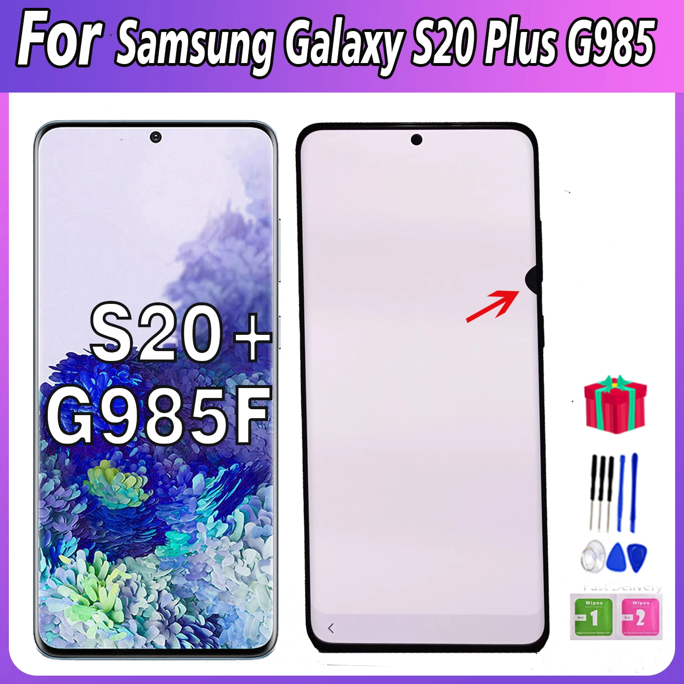 

Original LCD for Samsung Galaxy S20 Plus S20+ G985F G985U G985F/DS SM-G985A Display Touch Screen Digitizer Assembly With Defect