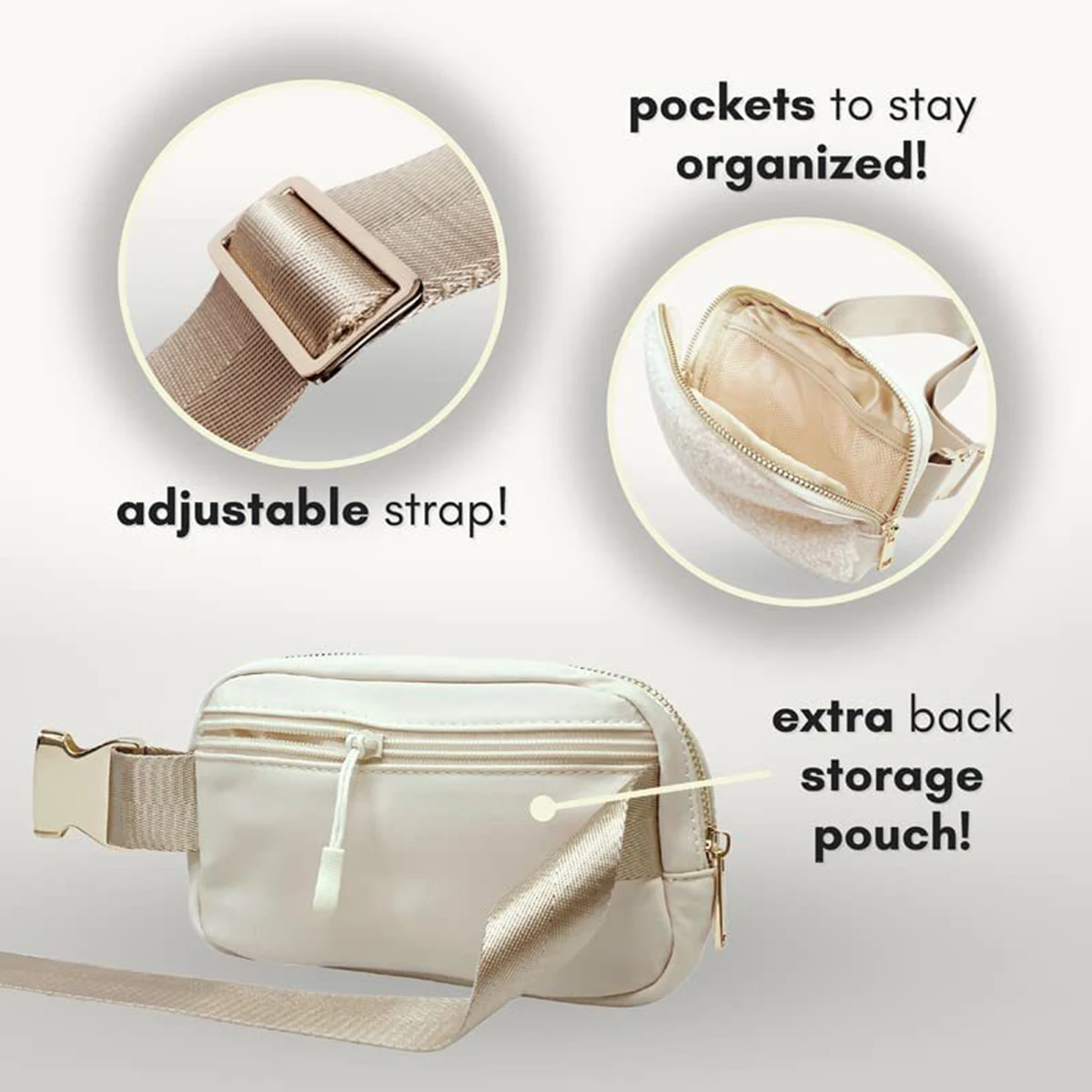 Unisex Unisex Fleece Belt Bag Metal Buckle Adjustable Shoulder Strap Fanny Pack for Travel Run Outdoor Cycling and Shopping