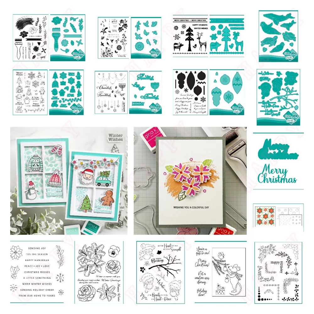 Christmas Friends Stamps Stencil Set Metal Cutting Dies DIY Scrapbooking Ornaments Paper Cards Handmade Album 2024 New Christmas