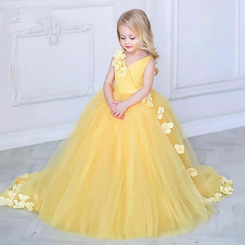 

New Flower Girl Dresses for Wedding Kids Children First Communion Ball Gowns Party Pageant Wear for Child Hand Made Custom