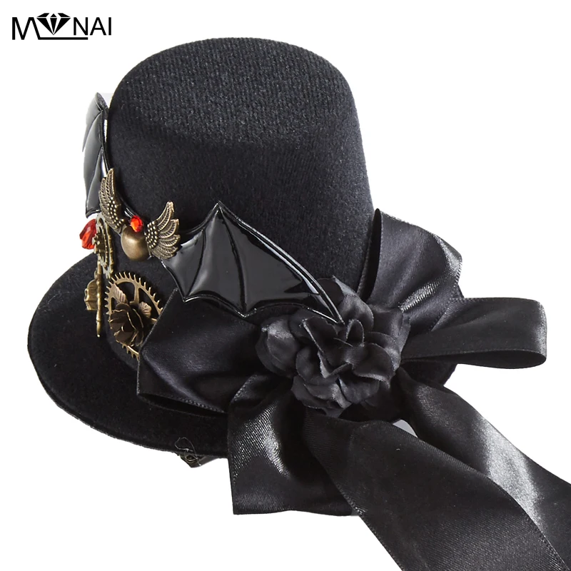 

Steampunk Gears Heart Mini Hat Gothic BlackBowknot Flower Ribbon Hats Hairpin Party Club Halloween Head Wear