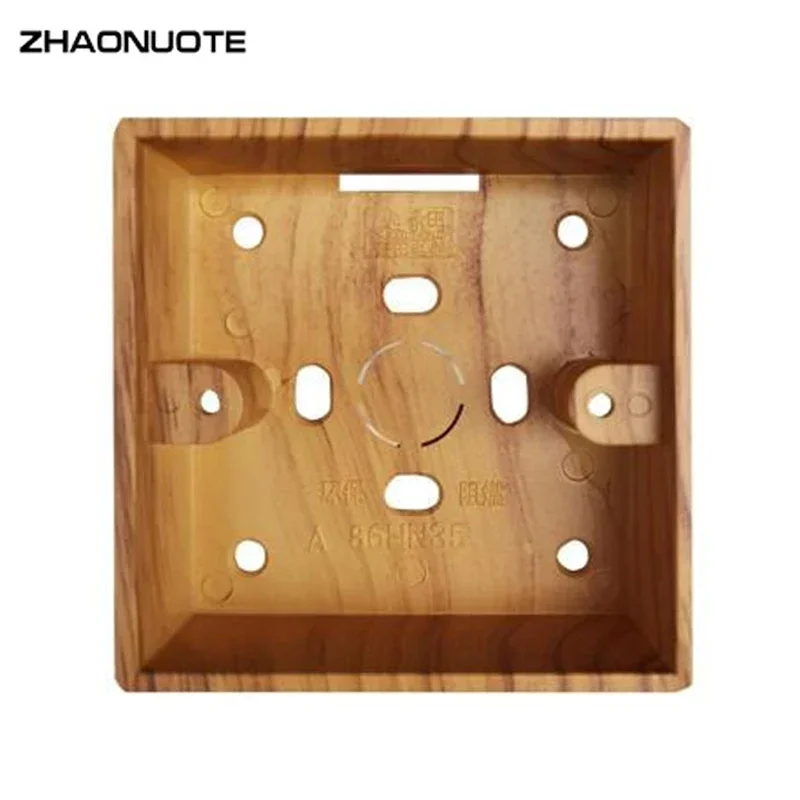 Retro Switch Outlet Bottom Box Wood Color 86 Type Switch Socket Junction Box Outstanding Wall Mounting 86X86X35mm