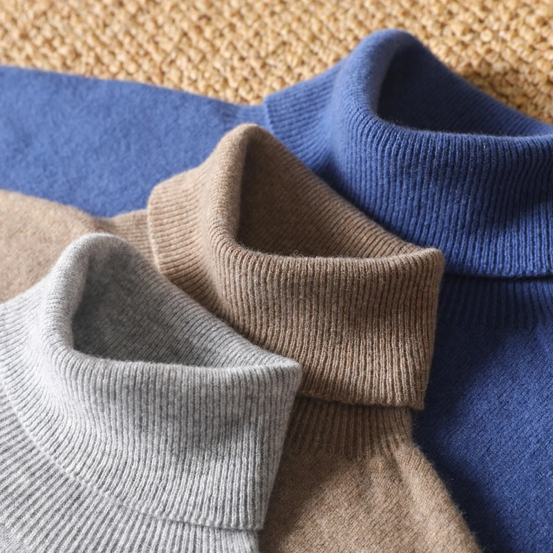 DjzDsm 100% Pure Wool One-Piece Ready-to-wear Men's High Lapel Pullover Autumn and Winter Basic Knitted Versatile Sweater 6