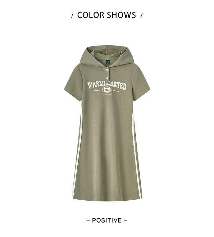 Jumpsuit For Women Letter Print And Color-Blocked Sports Style New In Summer Slim Fit Hooded Mid-Length Dress