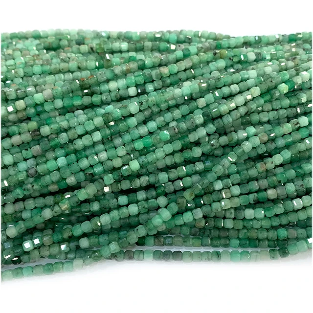 Veemake Emerald Faceted Edge Cube Small Beads For Jewelry Making Natural  Gemstones Crystal DIY Necklace Bracelets