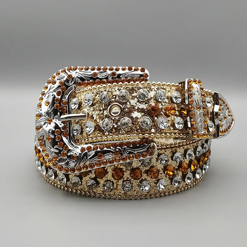 Women's Jeans Rhinestone Large Size Belt Men's Belt Western Denim Shiny Rivet Design Leather HipHop Punk Rock Y2K Style Belt