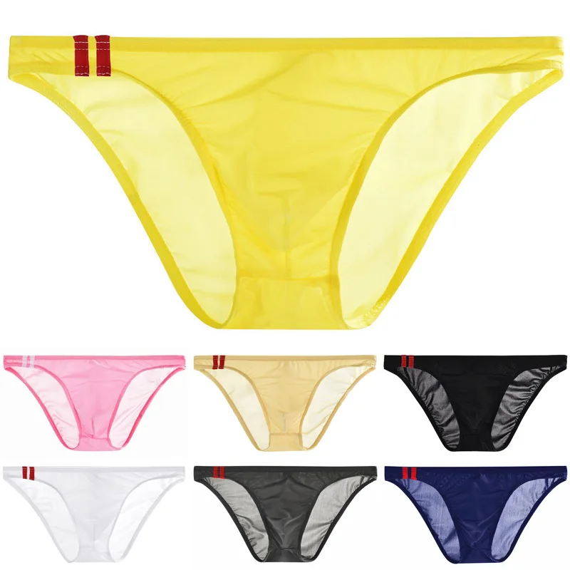 Men Underwear Sexy Men's Briefs Soft Breathable Ice Silk Underwear Hot Hips Up Transparent Jockstrap Sexy Colorful Underpants