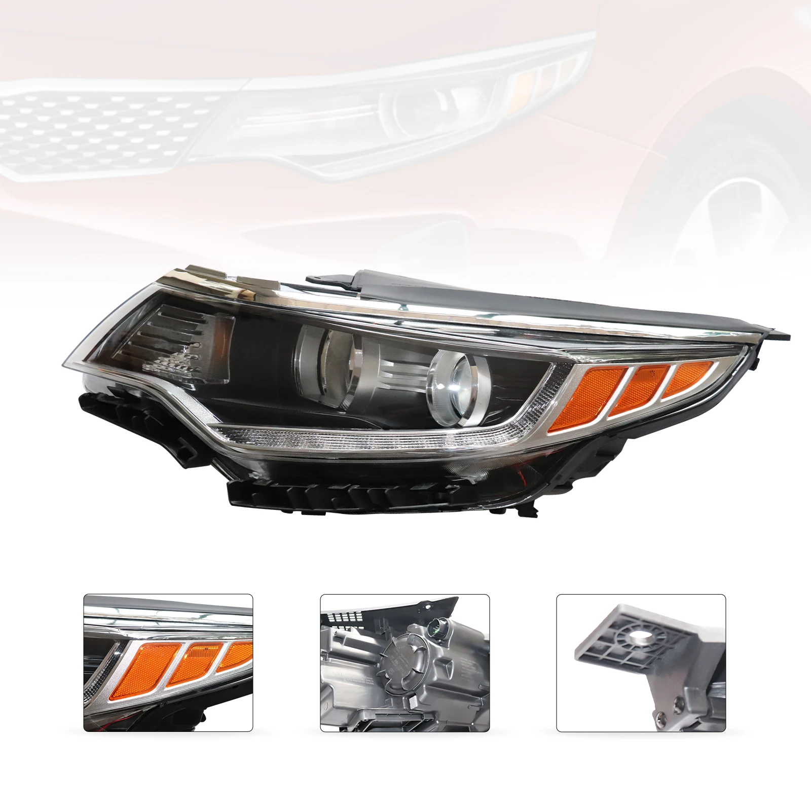 

Car Headlight Assembly Driver Side Projector Headlamp Replacement Halogen+LED Fit for 2016-2018 Kia Optima LH Left Side
