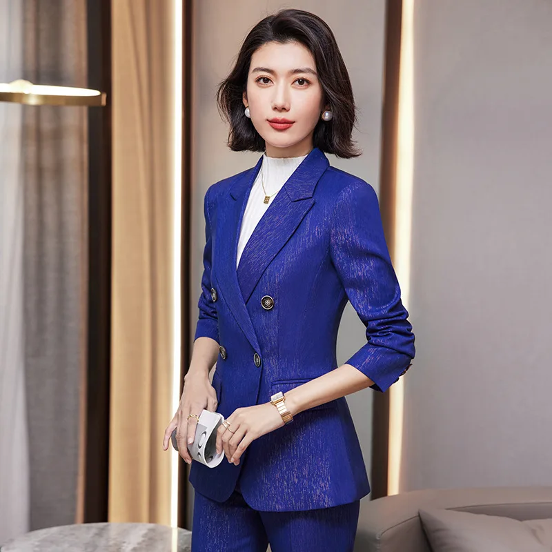 High Quality Fabric Formal Women Business Suits OL Styles Autumn Winter Pantsuits Professional Ladies Office Pants Suits Blazers