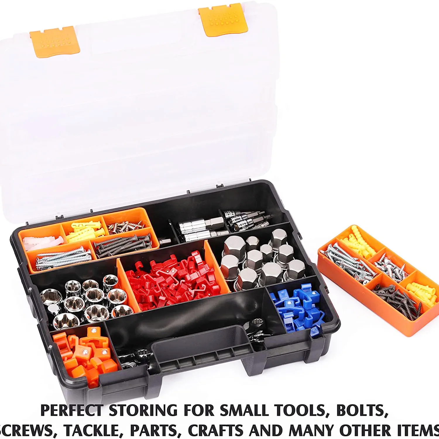 Portable Parts Box Hardware Storage Toolbox Plastic Case Multi-Grid Combination Screw Storage Box Garage Repair Tool Box 4