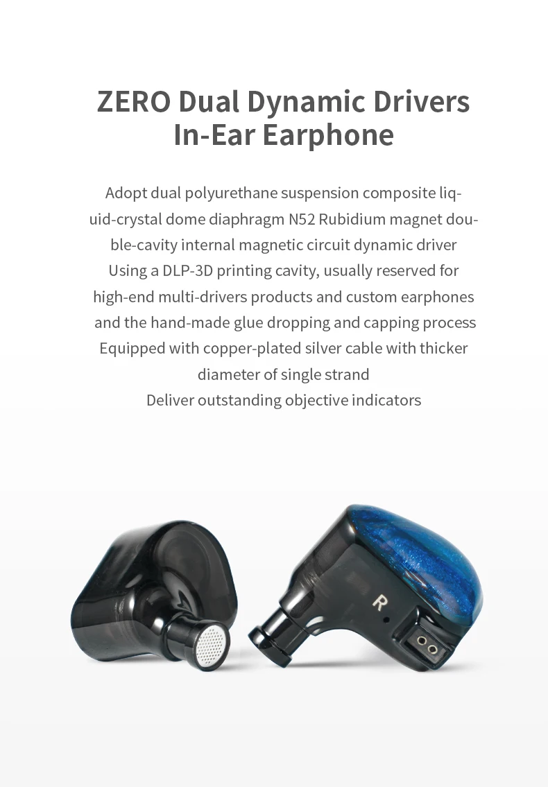 TRUTHEAR x Crinacle ZERO Earphone Dual Dynamic Drivers In-Ear Earphone with  0.78 2Pin Cable Earbuds