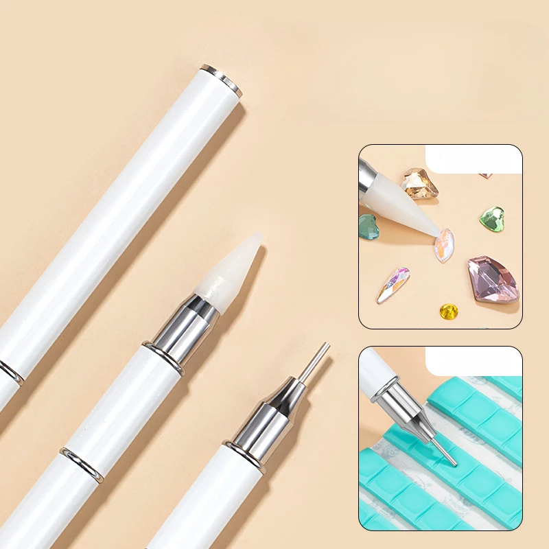 1pc Double Headed Nail Art Dot Diamond Crayons Gel Painting Diamond Pen Picker Manicure Art Wax Tip Adhesive Point Drill Pen 3