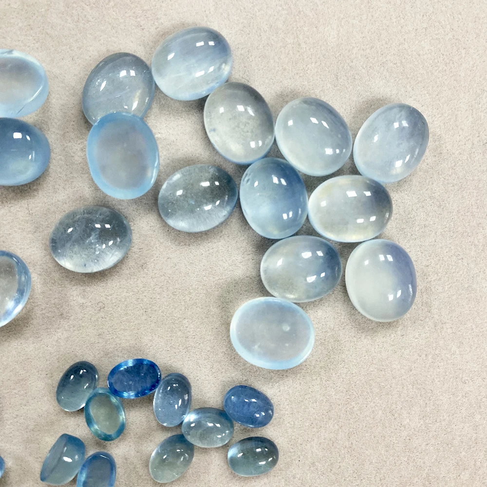 Factory Aquamarine Ocean Clear Blue Natural Gemstone Emotional Healing Stone Ring Earring Jewelry Making loose gemstones