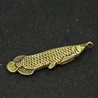 Brass Arowana Pendant Key Buckle Gifts Statuette Carved Handmade Sculptures 2