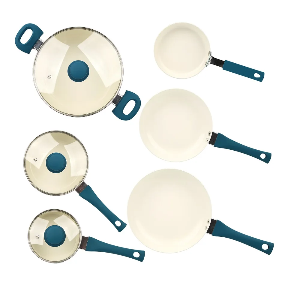 18 Piece Non Stick Cookware Set Red Kitchenware