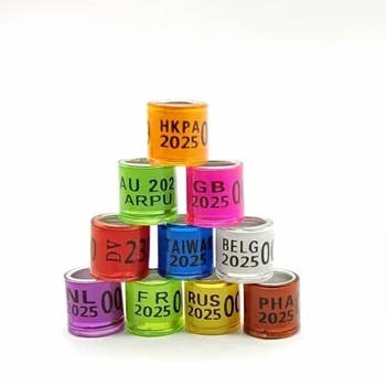 50Pcs 2025 8mm Pigeon Foot Ring Aluminum Plastic Material Bird Foot Ring with Numbers Multicolor Optional Bird Supplies