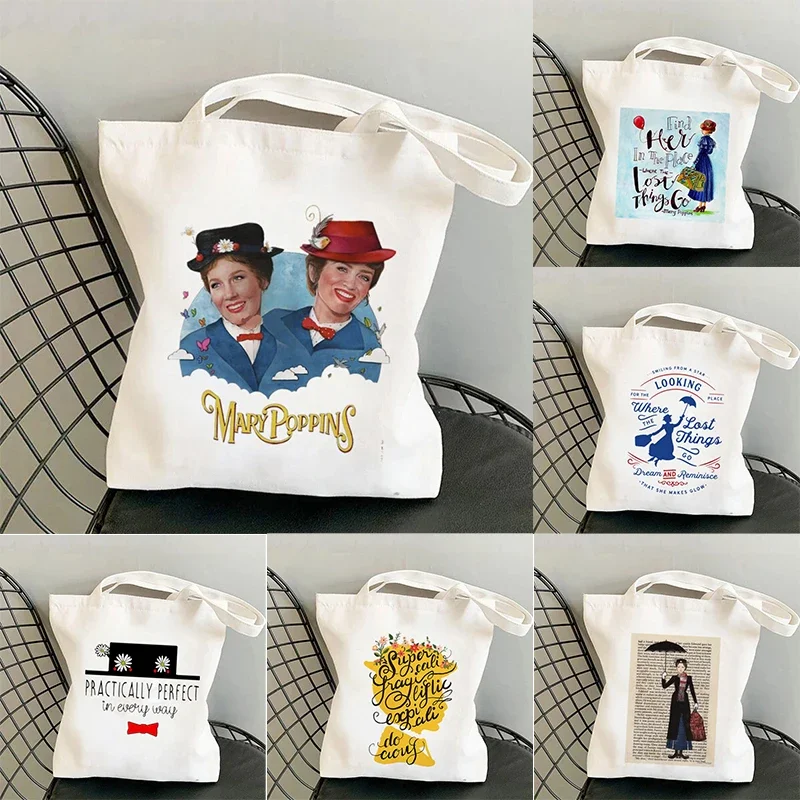 

Women Shopping Bag Canvas Shopper Girl Tote Bag Shoulder Lady 2024 Shopper Elegant Mary Poppins Kawaii Bag Harajuku