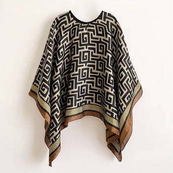 2024 Scialli Summer Beach Donne sexy Moda Stampa Chiffon Grembiule Bikini Cover Up Camicetta allentata Protezione solare Comodo Poncho Hot 1