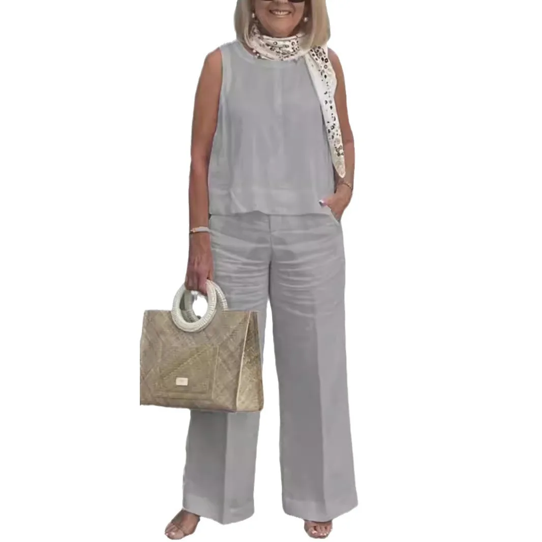Women Cotton Linen Summer Pant Suits