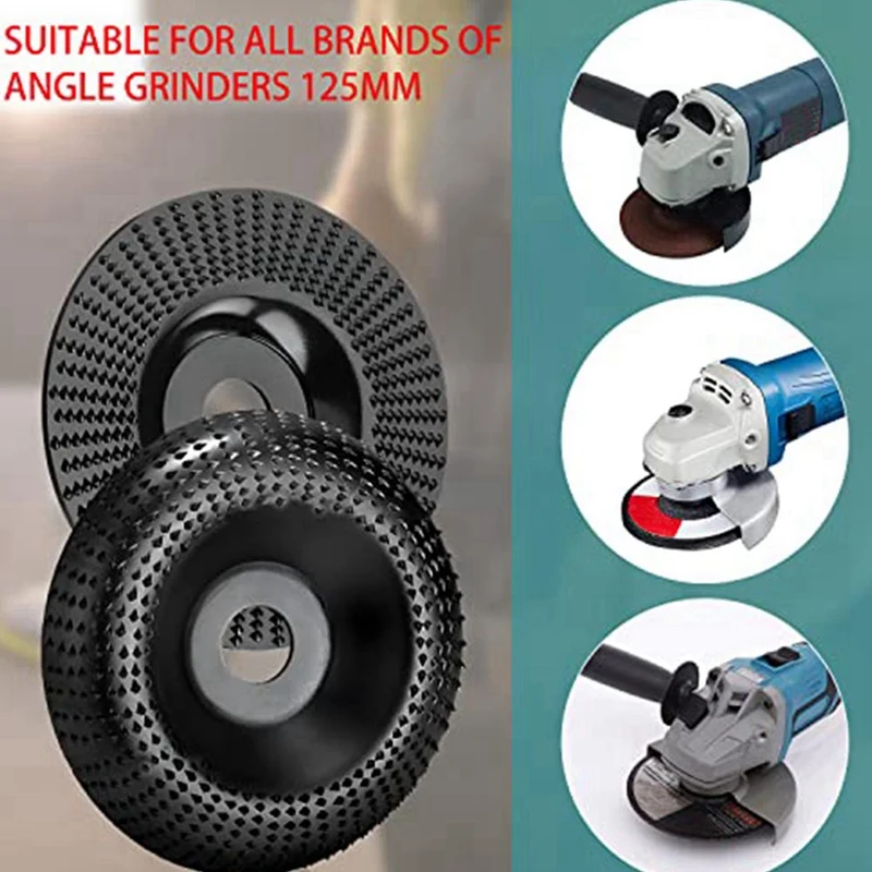 Wood Grinding Wheel For Angle Grinder 125Mm Wooden Carvings Wood Milling Cutter 2 Pack