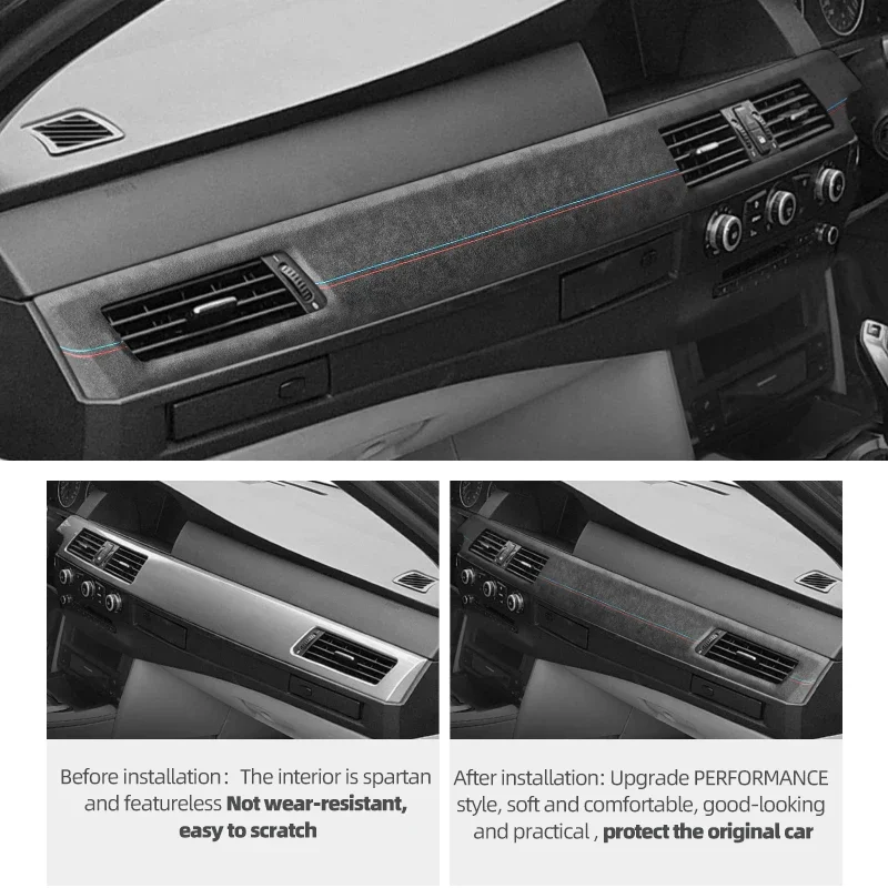 For BMW E60 Series 5 2004-2010 Made of Alcantara Dashboard Panel Instrument Trim Performance Sticker Car Interior Accessories car interior trim