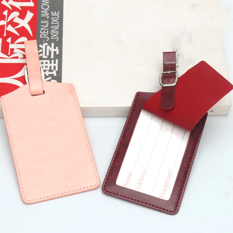 

PU Leather Identificador Maleta Luggage Tag Identification Card Holder for Checked Luggage Luggage Name Tag Travel Accessories