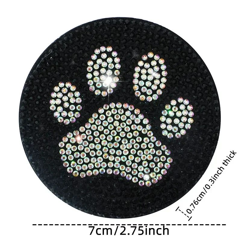 Cute Bling Car Cup Holder Coaster Mat with Rhinestone for Women Girl Universal Anti Slip Automotive Interior Accessories