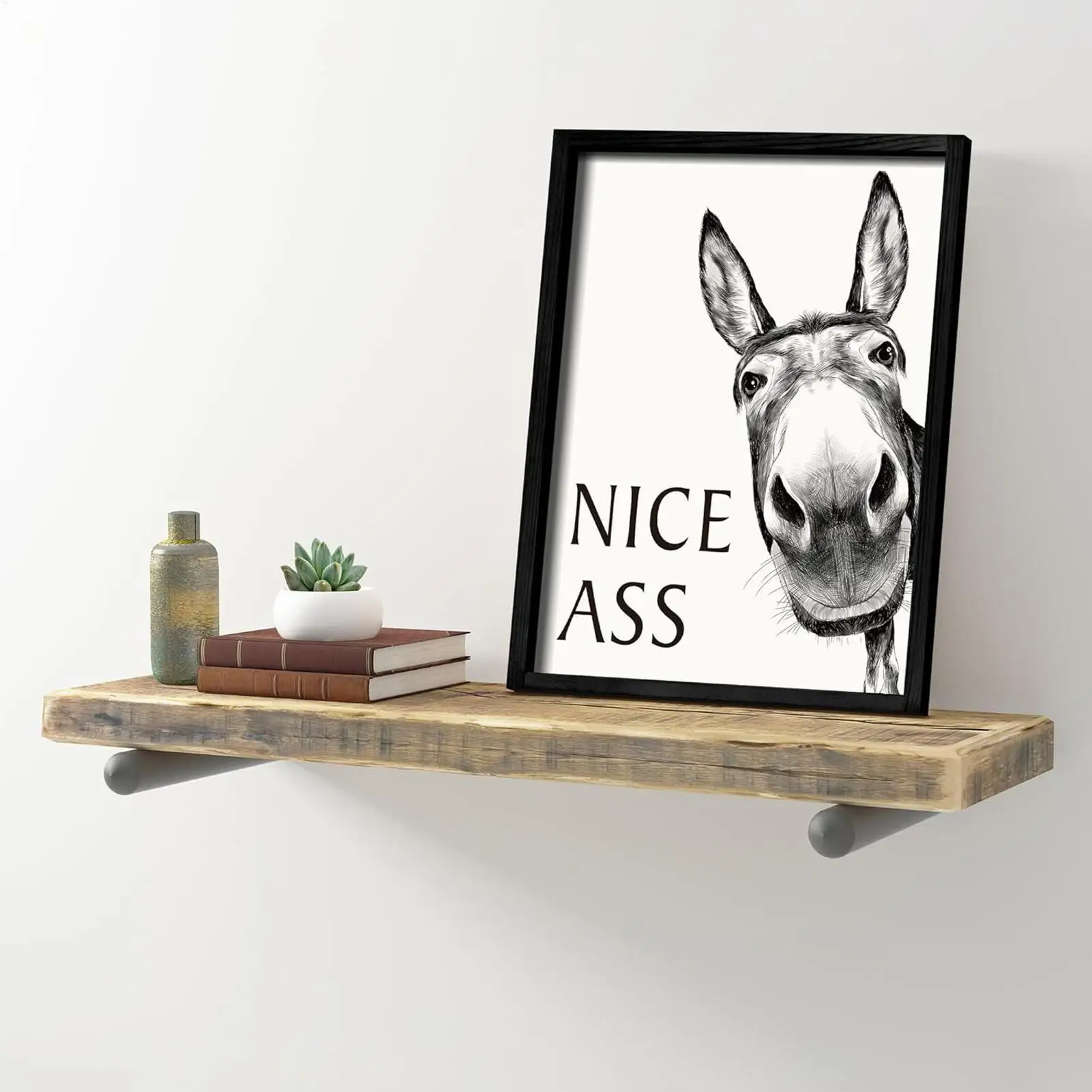 Humorous Donkey Bathroom Wall Art - Nice Ass Decorative Poster