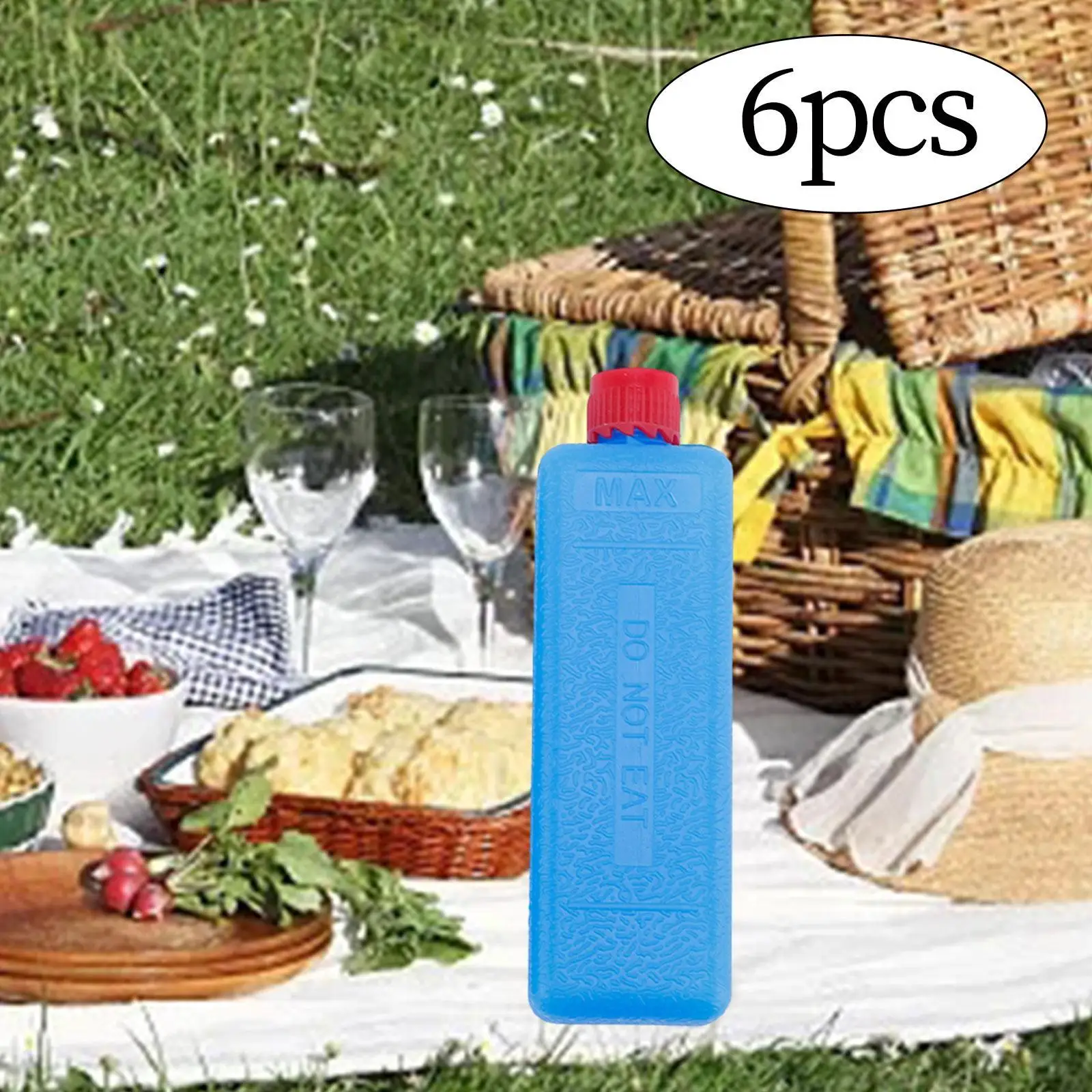 6x Ice Blocks Sturdy PETG for Cool Bag Ice Pack for Beach Picnics Home