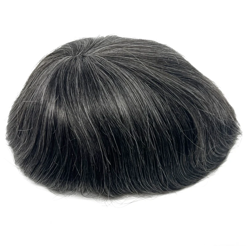 Ready Stock BIO Base Pu Skin With Swiss Lace Front Human Hair Men Toupee For Quick Delivery