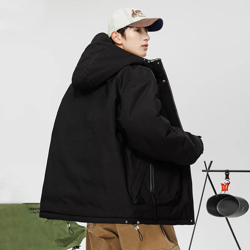 Men's Padded Jacket 2023Winter Hooded Zip-up Windbreaker Men's High Quality Waterproof Outerwear Coat Unisex Thick Warm Parkas