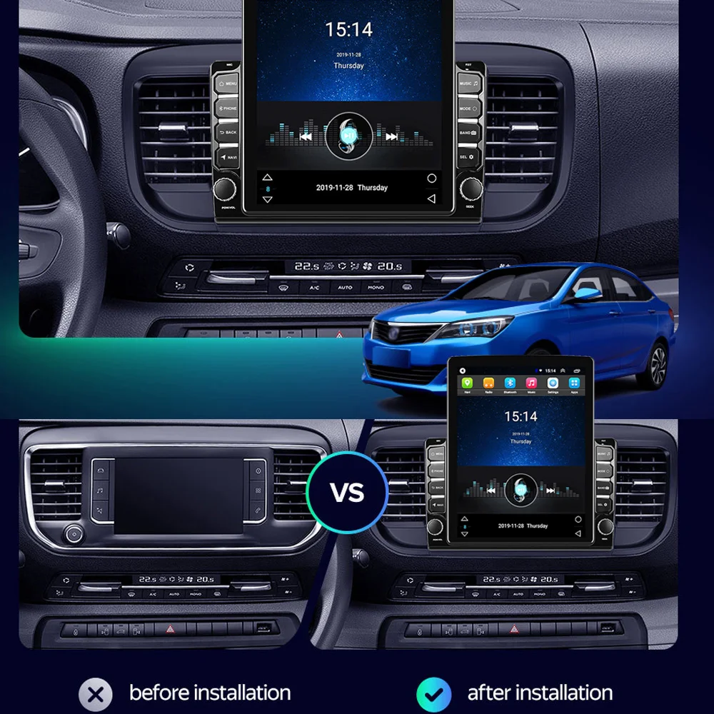 9" 2DIN Dash Installation Kit For Toyota Proace/Peugeot/Citroen Spacetourer/Jumpy 3 (2016+)