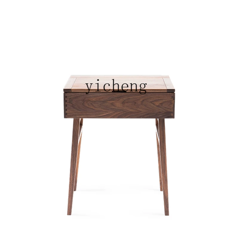 

Zc Dresser Black Walnut Flip Simple Bedroom Solid Wood Makeup Table Storage Cabinet Integrated