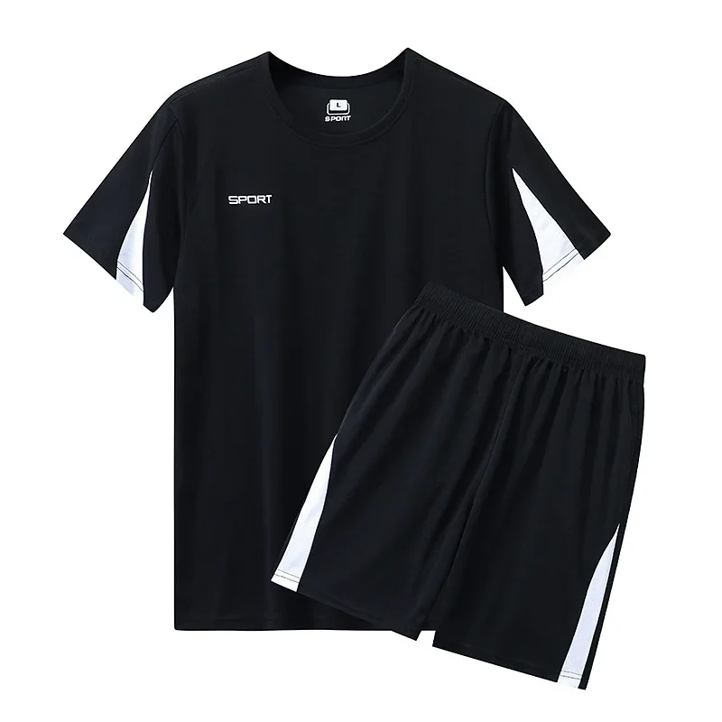 Men Running 2024 Summer Latest Sportswear Polyester Printed T-shirt + Shorts Quick Dry Sport Suit 2-piece Outfits Jogger Set