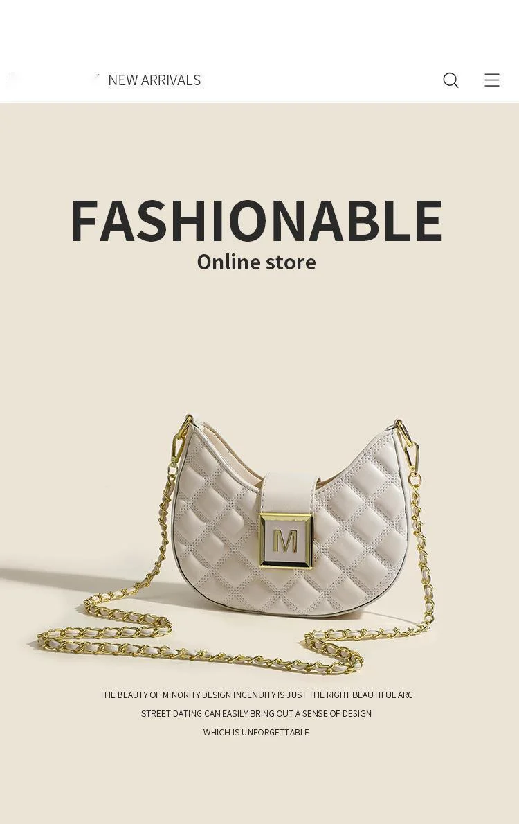 Advanced feeling for women 2023 new fashion Lingge single shoulder underarm bag versatile niche texture chain_voghion.com