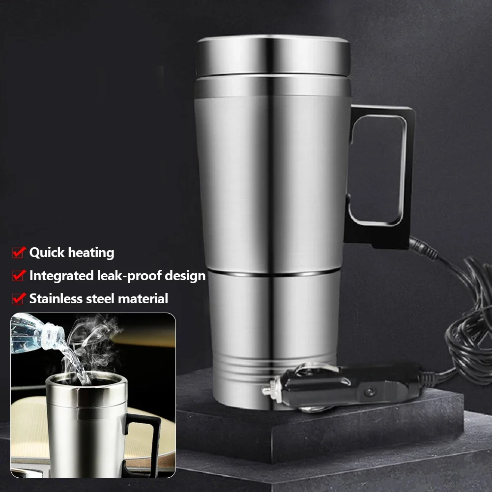 Electric Heating Car Kettle 12V/24V Camping Travel Water Coffee Milk Thermal Mug 300ML Stainless Steel Insulated Drink Cup - Image 3