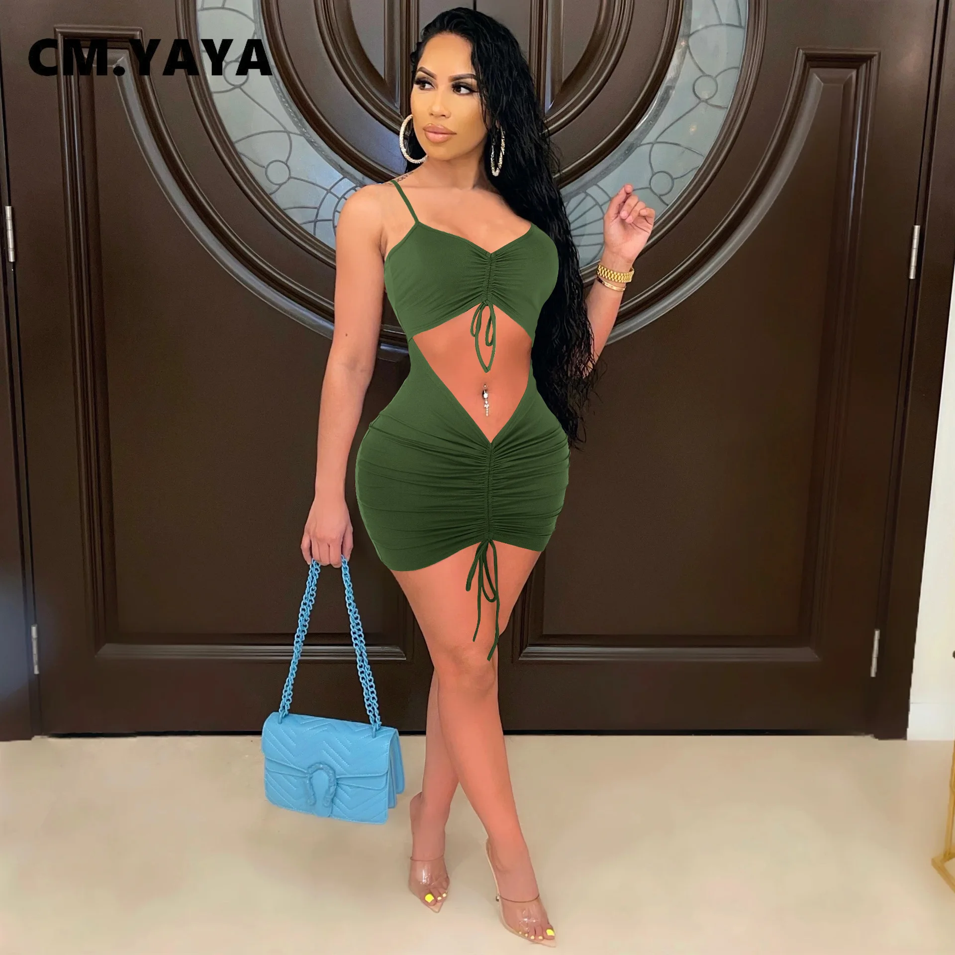 2021 High quality CM.YAYA Women Summer Sexy Club Party Sleeveless Spaghetti  Strap Deep V-neck Patchwork Dresses price from kilimall in Kenya - Yaoota!