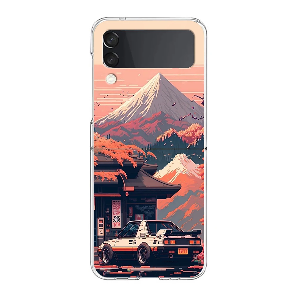 JDM Tokyo Drift Sports Car Design Hard Folding Clear Phone Case