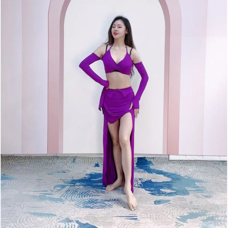 

Lenny Dance Oriental Belly Dance Set Belly Dance Training Dress Purple Sexy Modal Dress Full Oriental Dance Dress