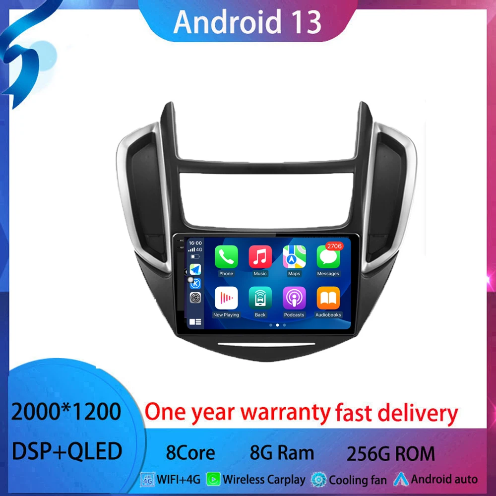 9 Pollici Per Chevrolet Tracker 3 2013-2017 Android 13 Autoradio Lettore Video Multimediale Tablet Android Schermo Qled 4G Bt Gps Wifi