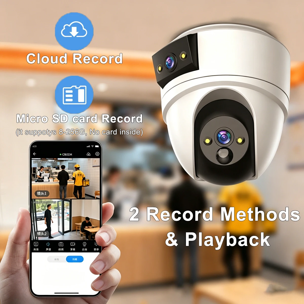 8MP 4K PTZ Security Camera with AI Human Detection - Dual-Lens Dual-Screen Outdoor WiFi IP Cam for Wireless CCTV Surveillance 6