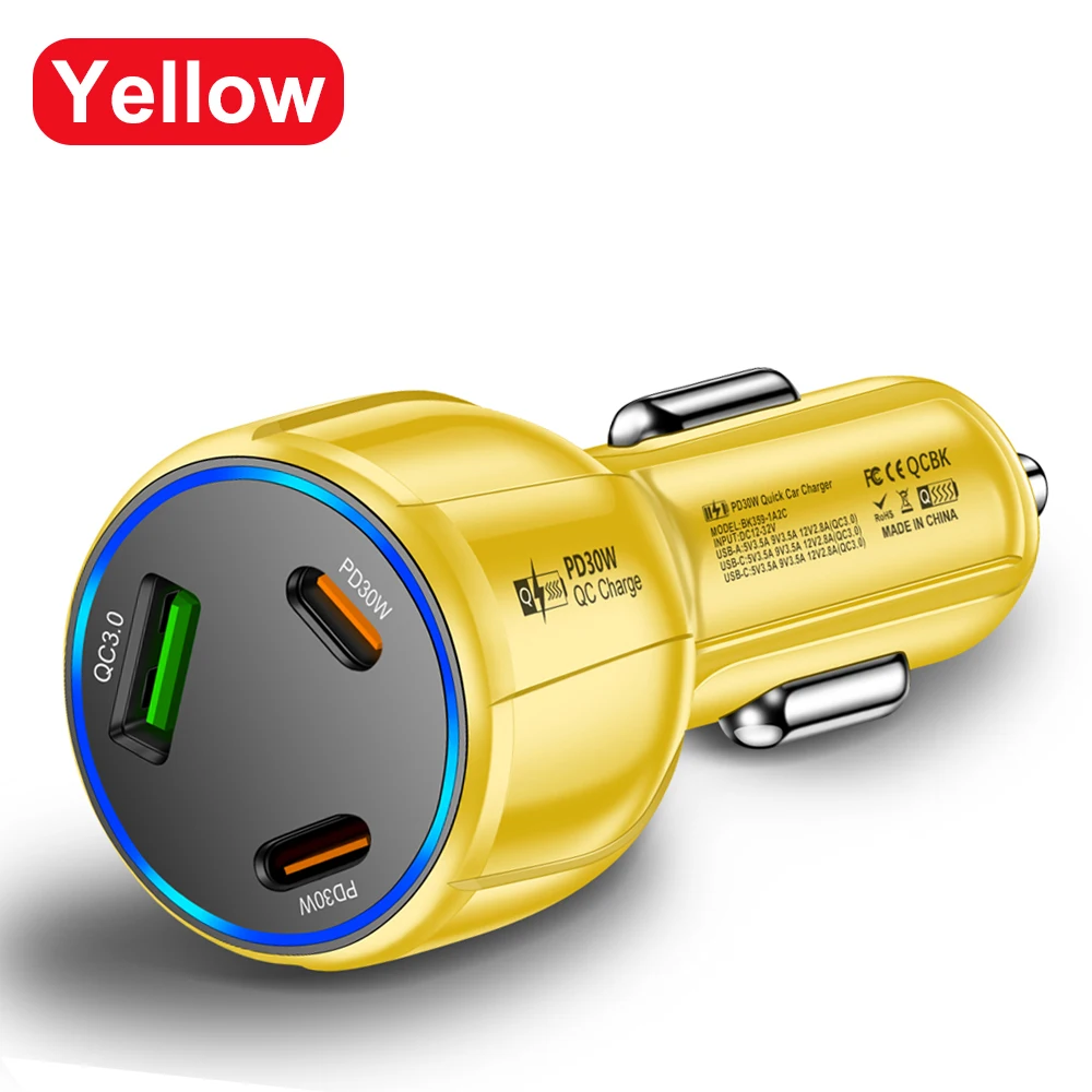 5 Ports USB Car Charger 75W PD Type C Fast Charging Charger In Car For iPhone Sa
