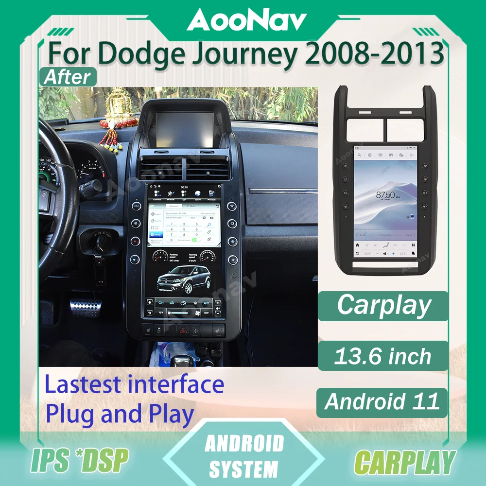 

13.6 Inch Car Radio For Dodge Journey 2008-2013 Android 11.0 Multimedia Stereo Player GPS Navigation Head Unit BT WIFI CARPLAY