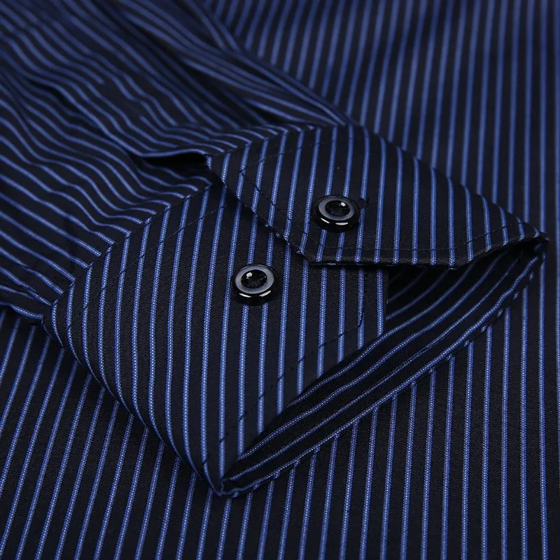 Plus Large Size 8XL 7XL 6XL 5XL 4XL Slim Fit Mens Business Casual Long Sleeved Shirt Classic Striped Male Social Dress Shirts