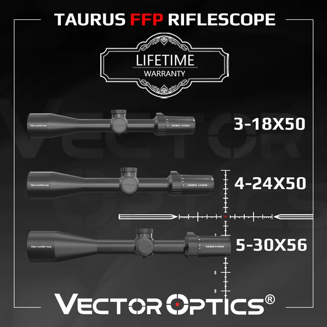 Vector Optics Taurus 3-18x50/4-24x50/5-30x56 FFP Tactical Riflescope With Illumination For Long Range Shooting Hunting Fit .338 1