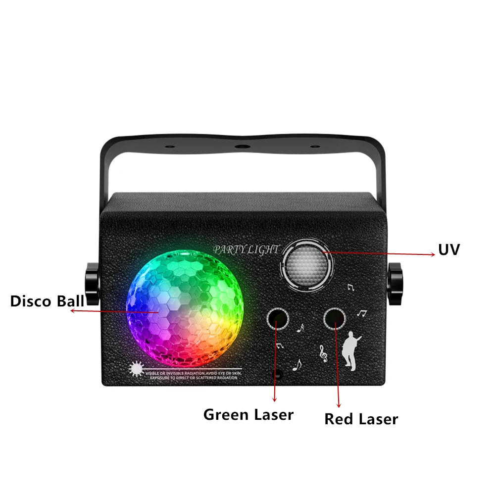 Sound-Activated LED Disco Party Light with Laser, Remote & USB