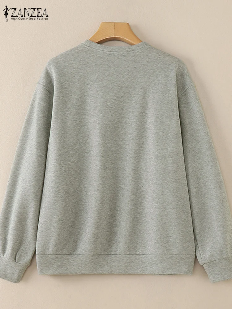 ZANZEA Casua Harajuku Sweatshirts Color-Block Long Sleeve 2025 Spring O Neck Hoodies Women Large Bowknot Loose Pullover Tops 5
